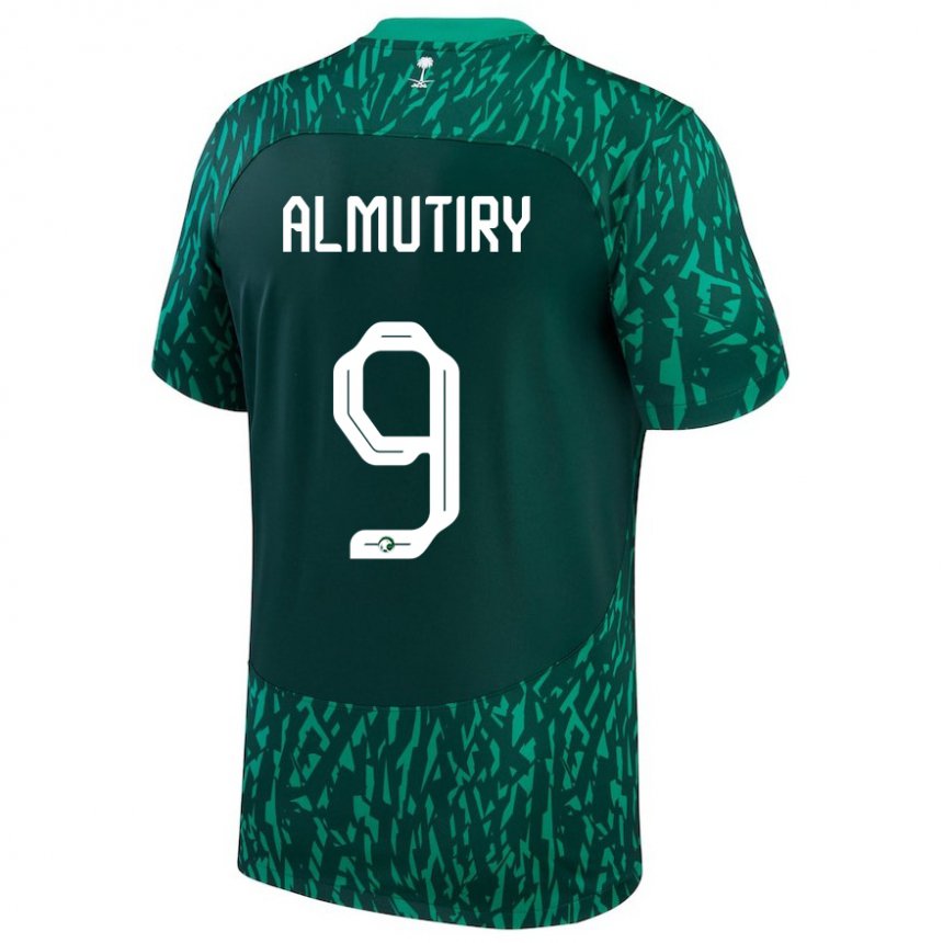 Børn Saudi-arabiens Saad Almutiry #9 Dark Grøn Udebane Spillertrøjer 22-24 Trøje T-shirt