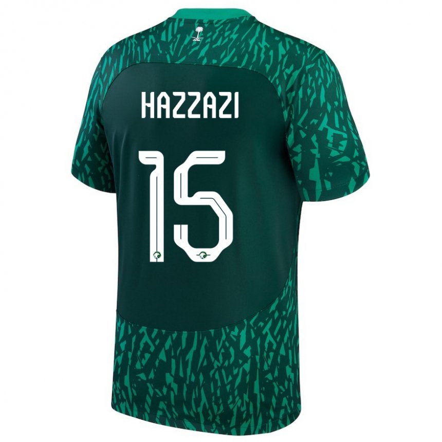 Børn Saudi-arabiens Mohammed Hazzazi #15 Dark Grøn Udebane Spillertrøjer 22-24 Trøje T-shirt