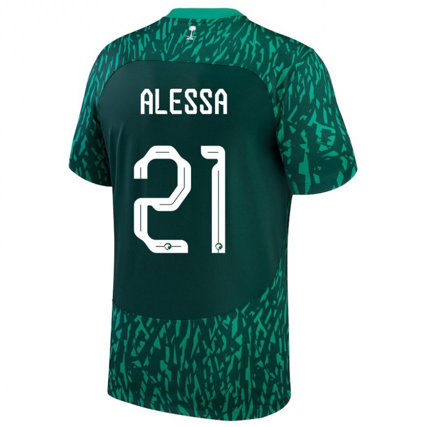 Børn Saudi-arabiens Mohammed Alessa #21 Dark Grøn Udebane Spillertrøjer 22-24 Trøje T-shirt