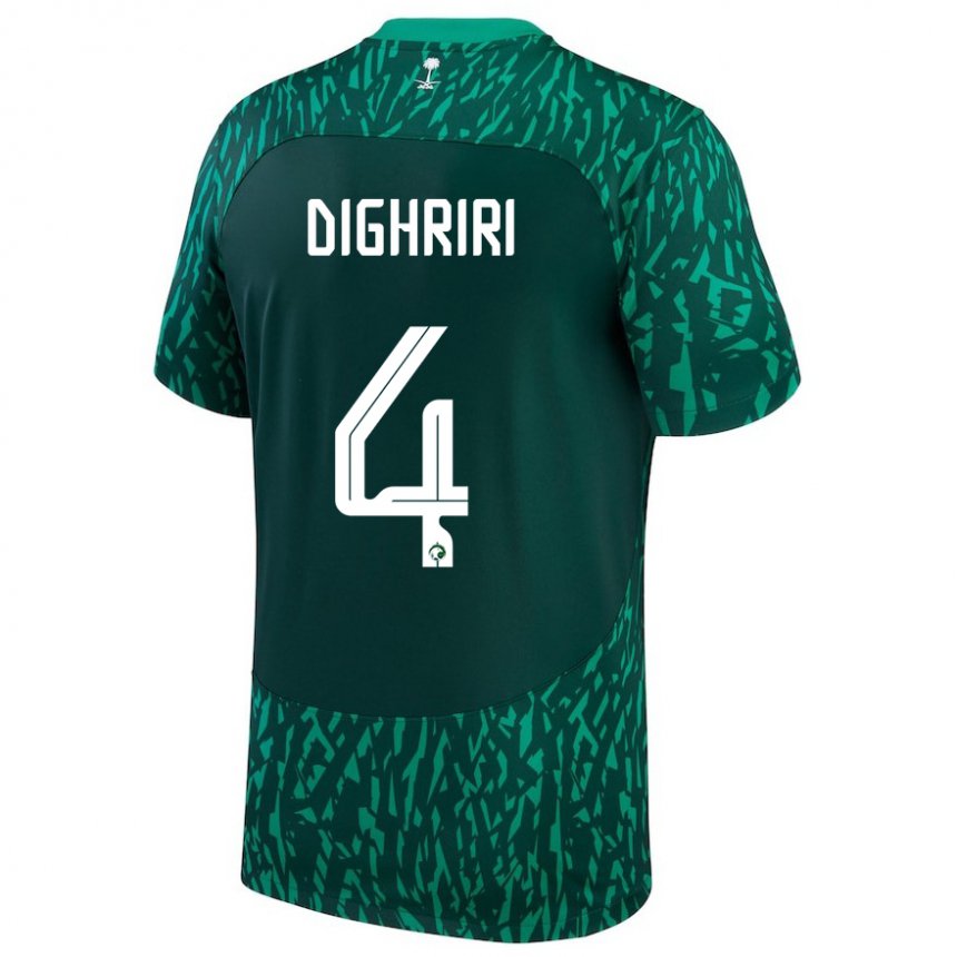 Børn Saudi-arabiens Khalid Dighriri #4 Dark Grøn Udebane Spillertrøjer 22-24 Trøje T-shirt