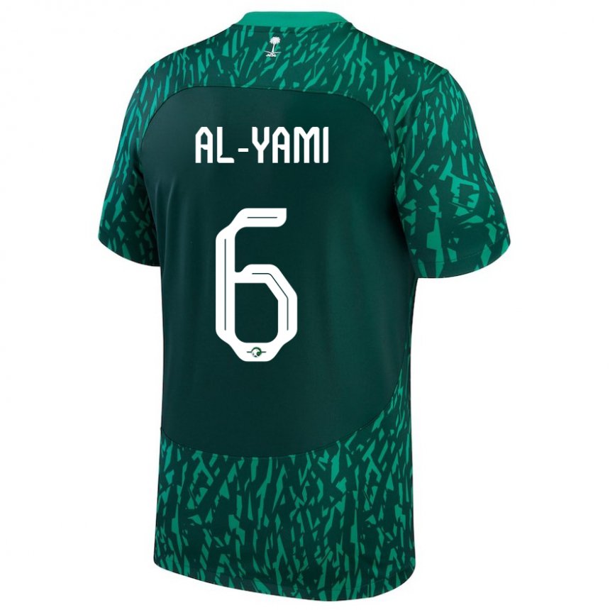 Børn Saudi-arabiens Mohammed Al Yami #6 Dark Grøn Udebane Spillertrøjer 22-24 Trøje T-shirt