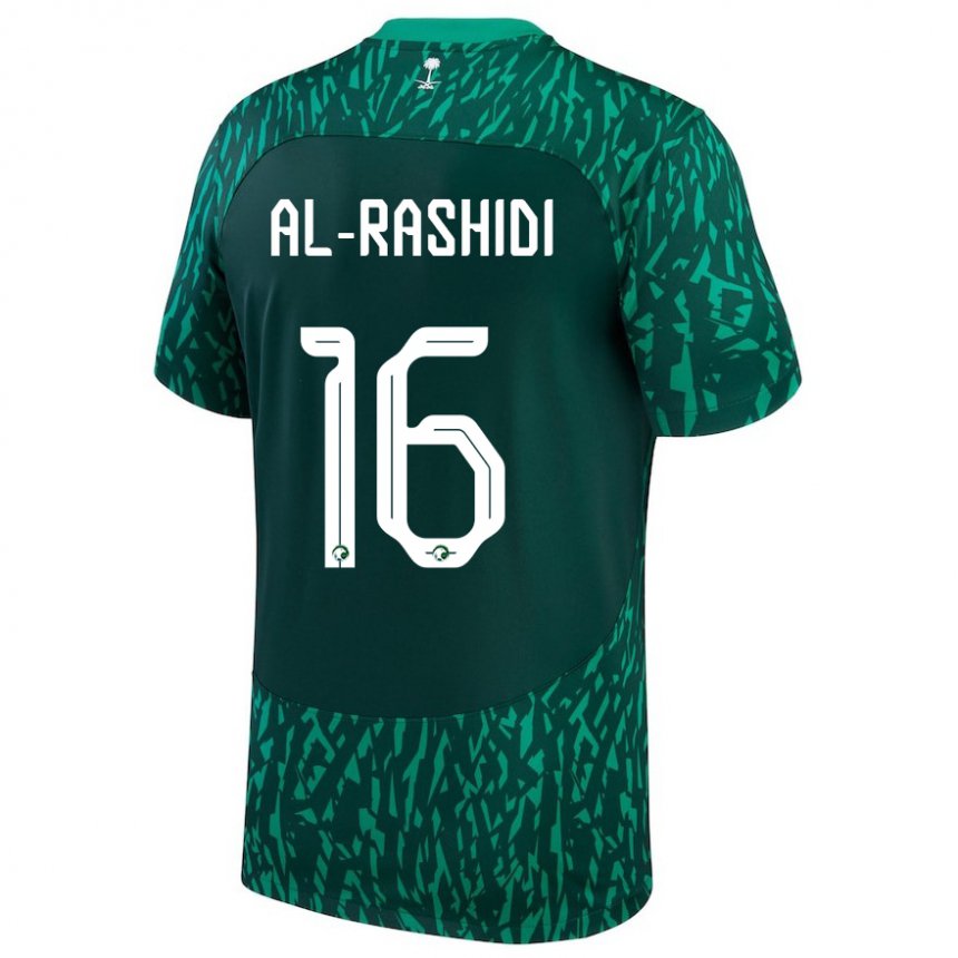Børn Saudi-arabiens Mohammed Al Rashidi #16 Dark Grøn Udebane Spillertrøjer 22-24 Trøje T-shirt