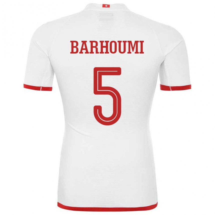 Børn Tunesiens Jasmina Barhoumi #5 Hvid Udebane Spillertrøjer 22-24 Trøje T-shirt