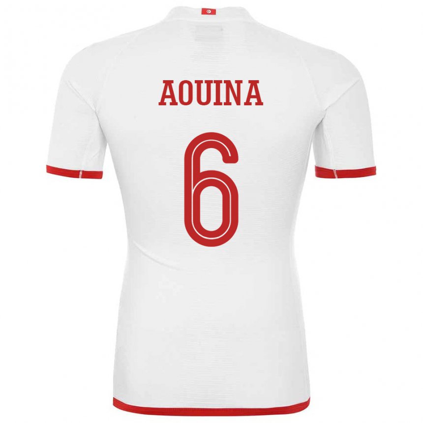 Børn Tunesiens Rania Aouina #6 Hvid Udebane Spillertrøjer 22-24 Trøje T-shirt