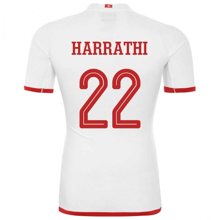 Børn Tunesiens Najla Harrathi #22 Hvid Udebane Spillertrøjer 22-24 Trøje T-shirt