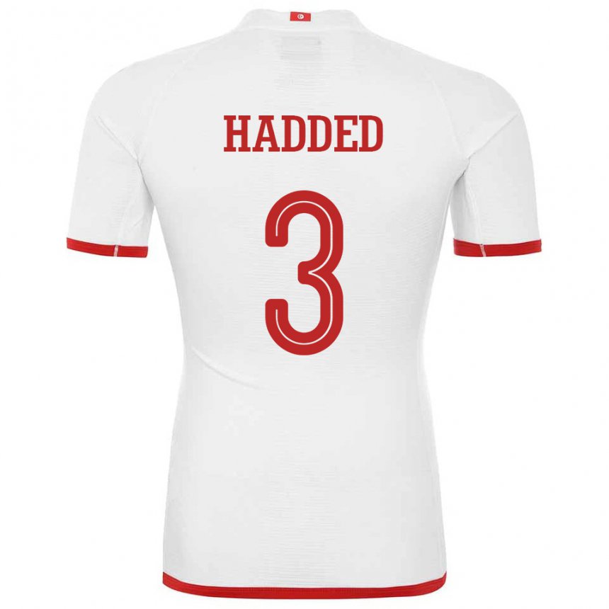 Børn Tunesiens Rayen Hadded #3 Hvid Udebane Spillertrøjer 22-24 Trøje T-shirt