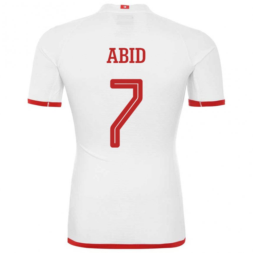 Børn Tunesiens Aziz Abid #7 Hvid Udebane Spillertrøjer 22-24 Trøje T-shirt