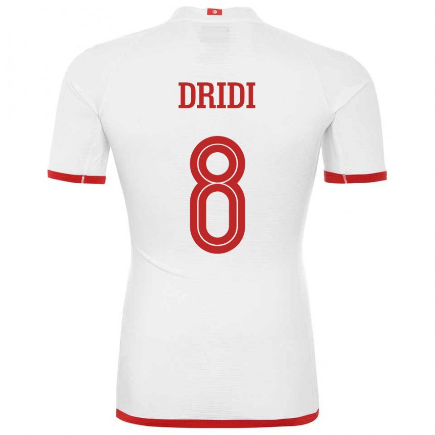 Børn Tunesiens Yassine Dridi #8 Hvid Udebane Spillertrøjer 22-24 Trøje T-shirt