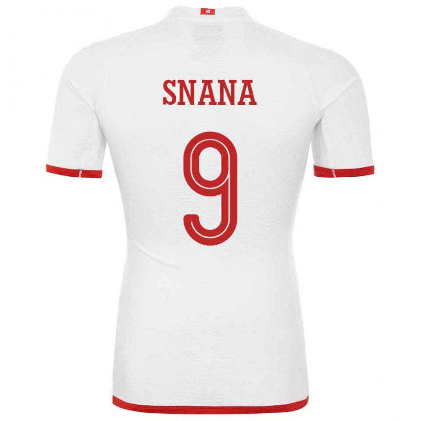 Børn Tunesiens Youssef Snana #9 Hvid Udebane Spillertrøjer 22-24 Trøje T-shirt
