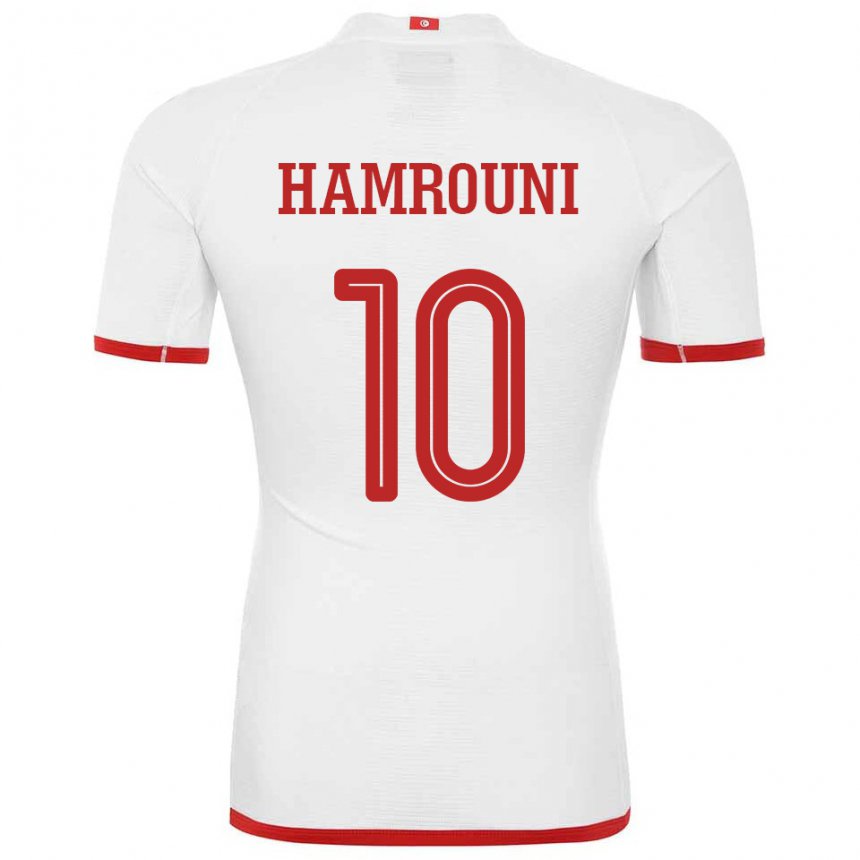 Børn Tunesiens Rayen Hamrouni #10 Hvid Udebane Spillertrøjer 22-24 Trøje T-shirt