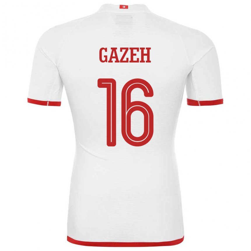 Børn Tunesiens Raed Gazeh #16 Hvid Udebane Spillertrøjer 22-24 Trøje T-shirt