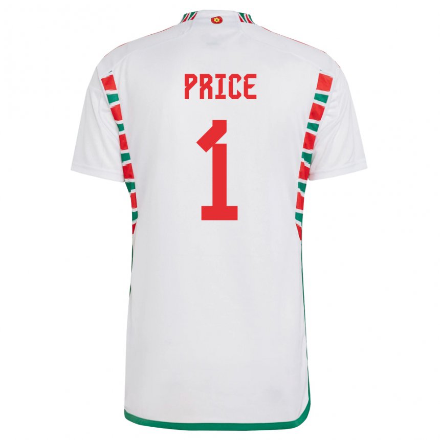 Børn Wales Jo Price #1 Hvid Udebane Spillertrøjer 22-24 Trøje T-shirt