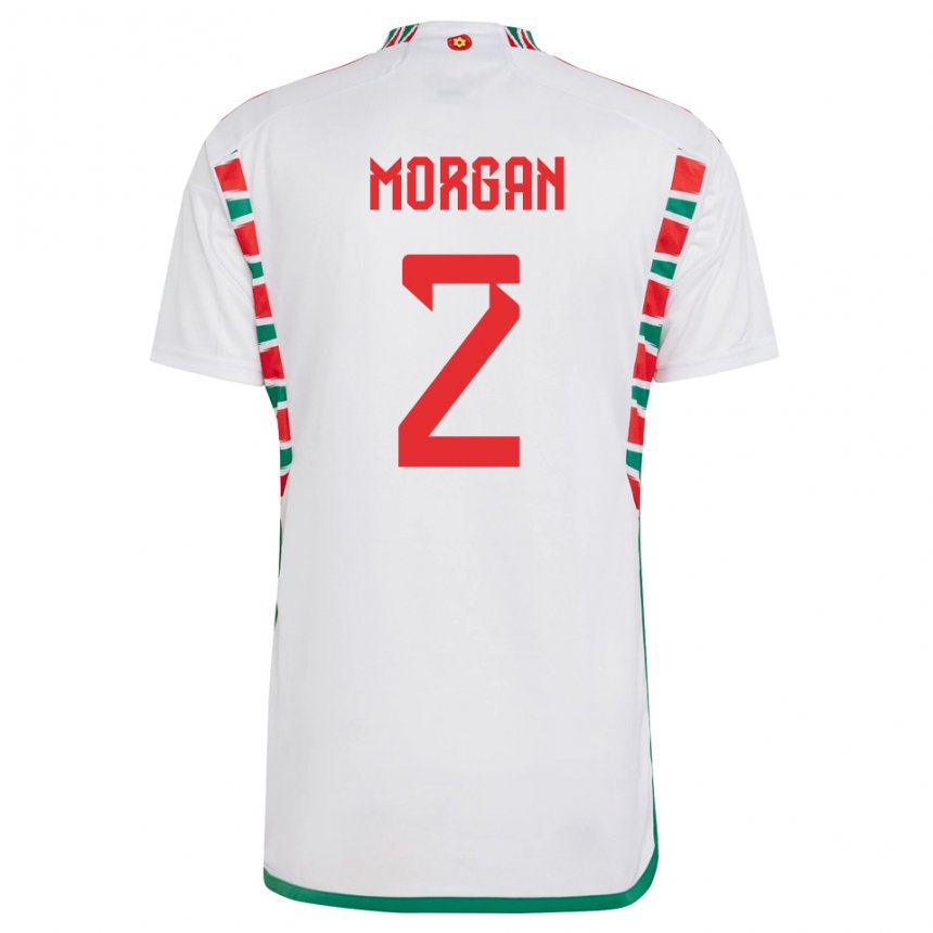 Børn Wales Ffion Morgan #2 Hvid Udebane Spillertrøjer 22-24 Trøje T-shirt