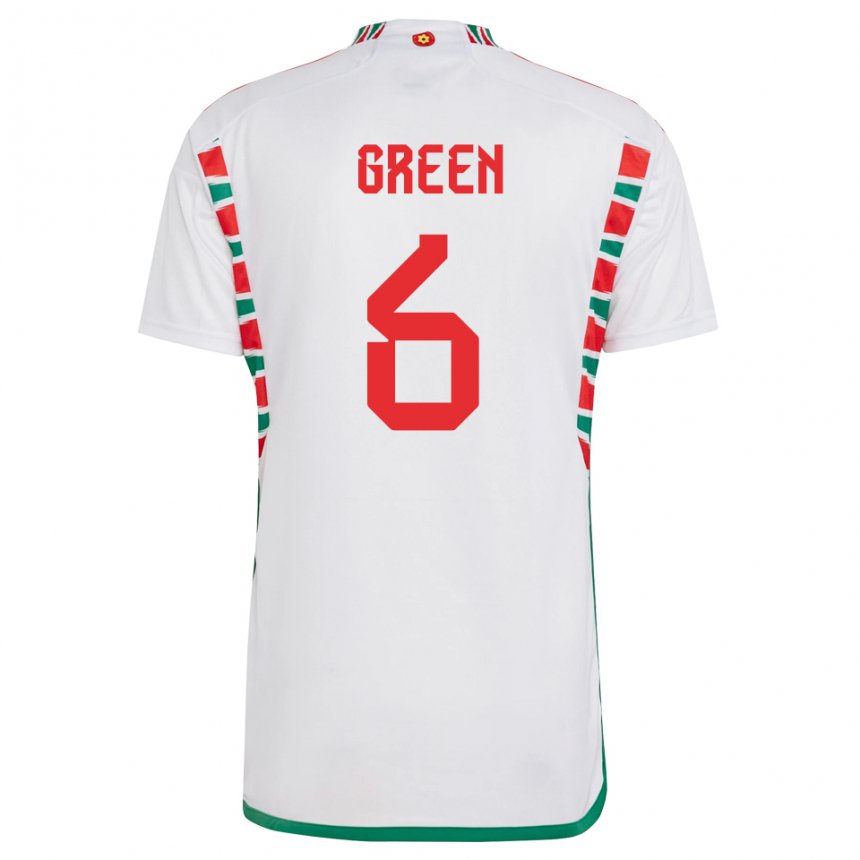 Børn Wales Josephine Green #6 Hvid Udebane Spillertrøjer 22-24 Trøje T-shirt