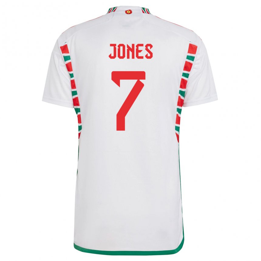 Børn Wales Emma Jones #7 Hvid Udebane Spillertrøjer 22-24 Trøje T-shirt