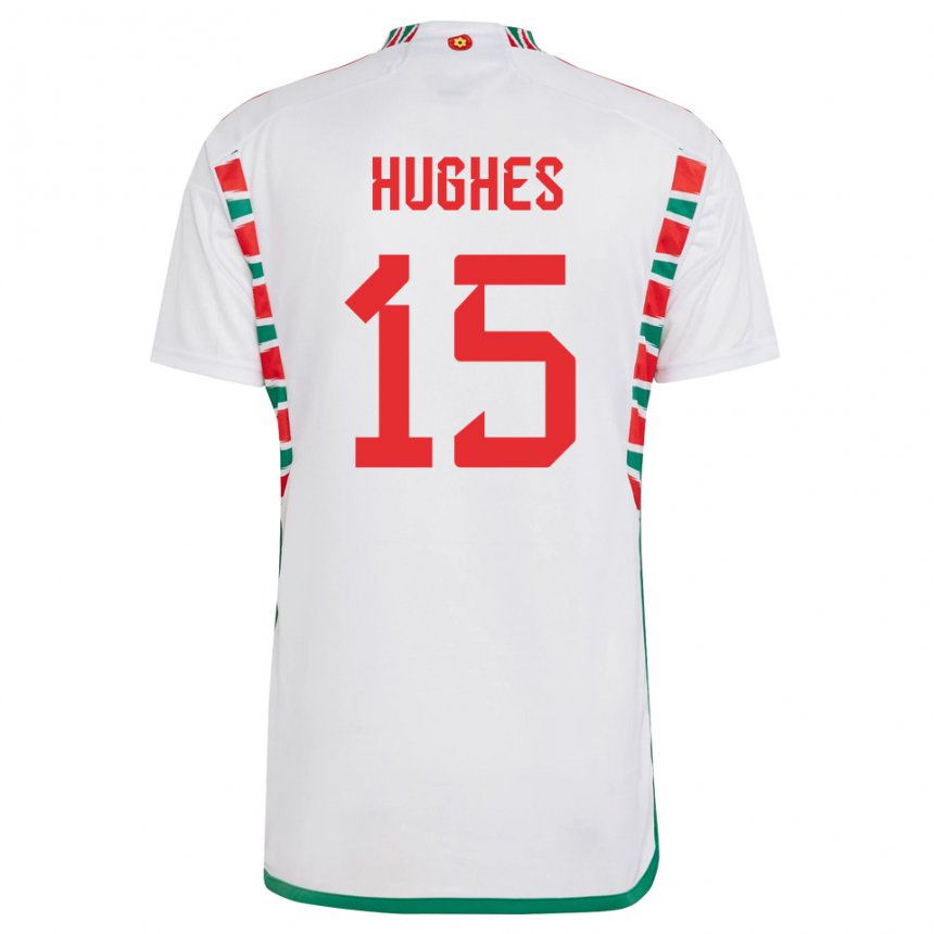 Børn Wales Elise Hughes #15 Hvid Udebane Spillertrøjer 22-24 Trøje T-shirt