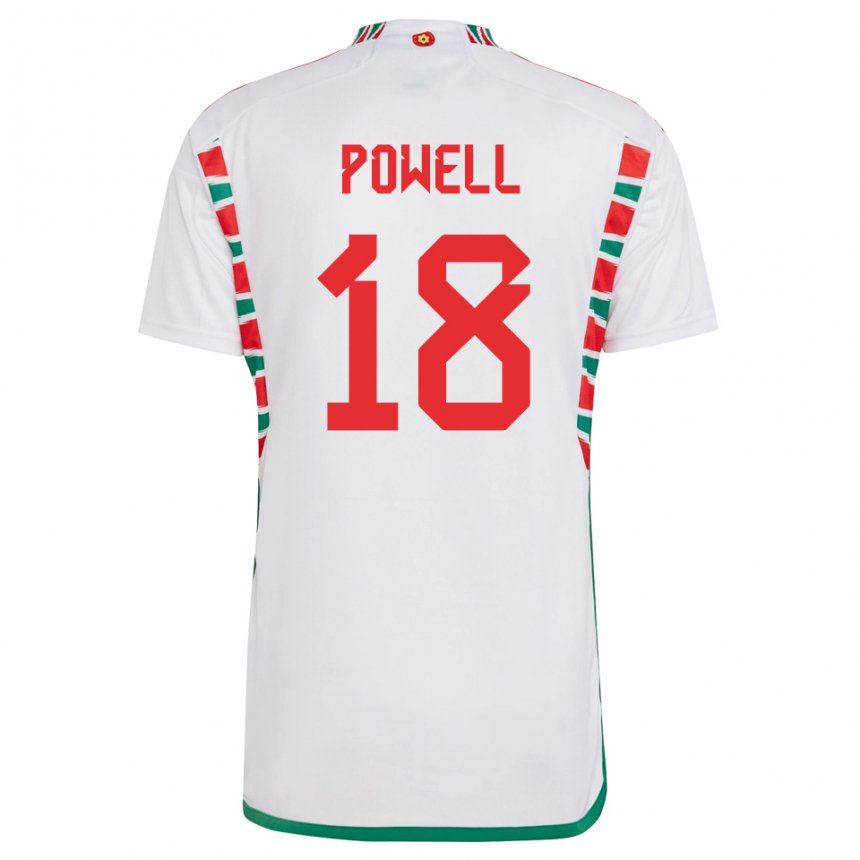 Børn Wales Ella Powell #18 Hvid Udebane Spillertrøjer 22-24 Trøje T-shirt