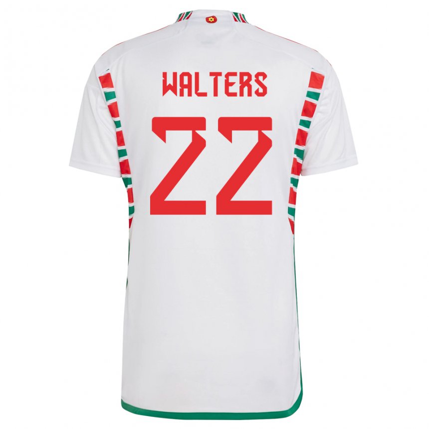 Børn Wales Georgia Walters #22 Hvid Udebane Spillertrøjer 22-24 Trøje T-shirt