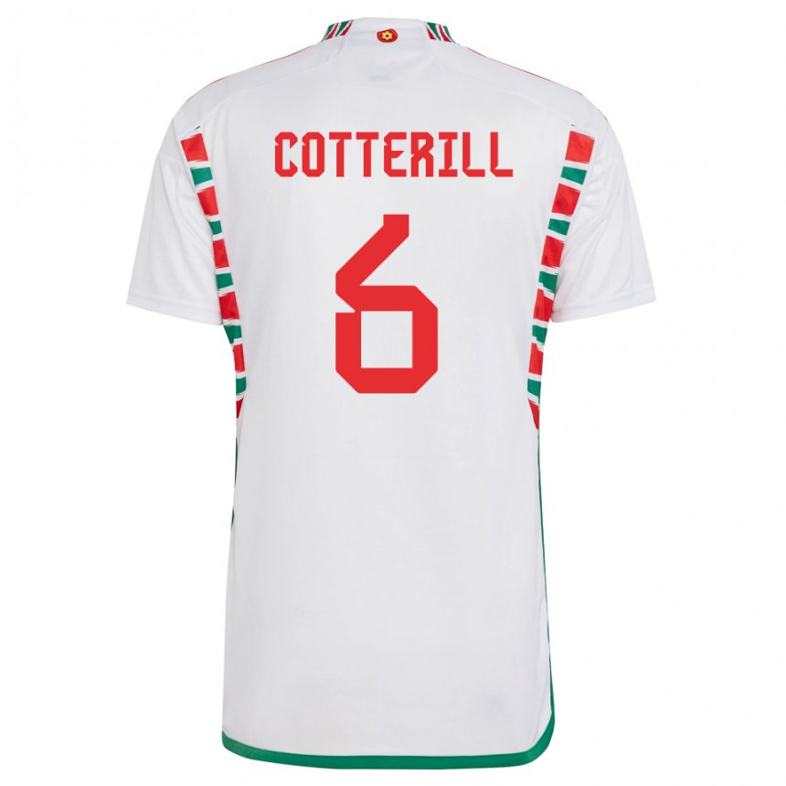 Børn Wales Joel Cotterill #6 Hvid Udebane Spillertrøjer 22-24 Trøje T-shirt
