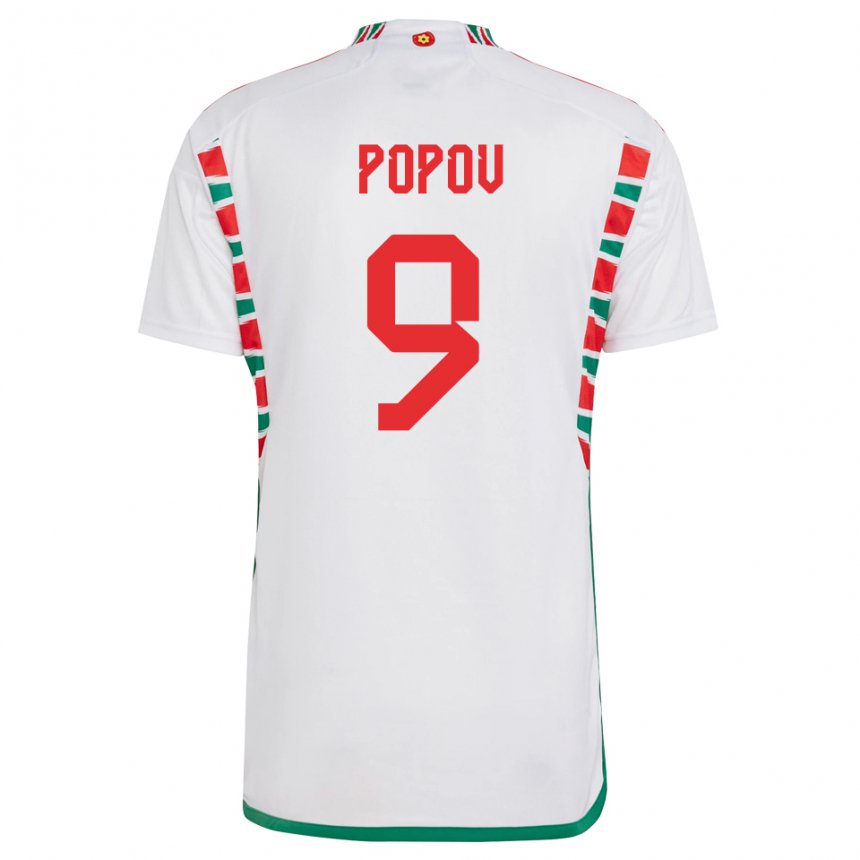 Børn Wales Christopher Popov #9 Hvid Udebane Spillertrøjer 22-24 Trøje T-shirt