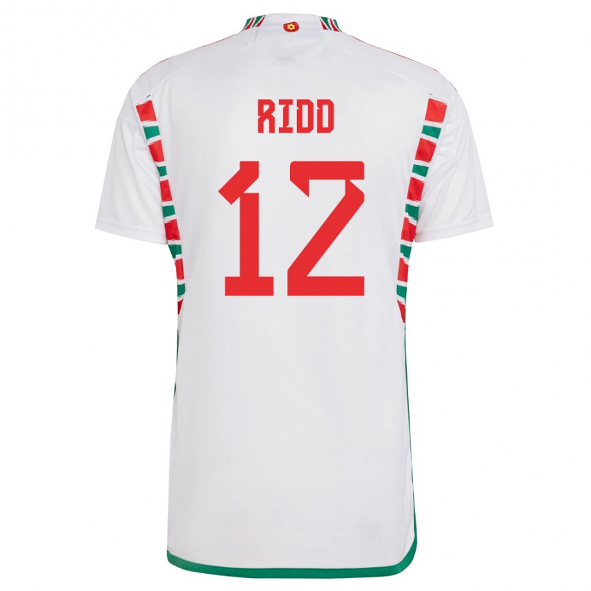 Børn Wales Lewis Ridd #12 Hvid Udebane Spillertrøjer 22-24 Trøje T-shirt