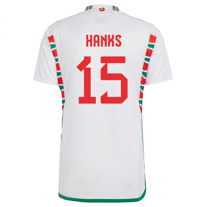 Børn Wales Justin Hanks #15 Hvid Udebane Spillertrøjer 22-24 Trøje T-shirt