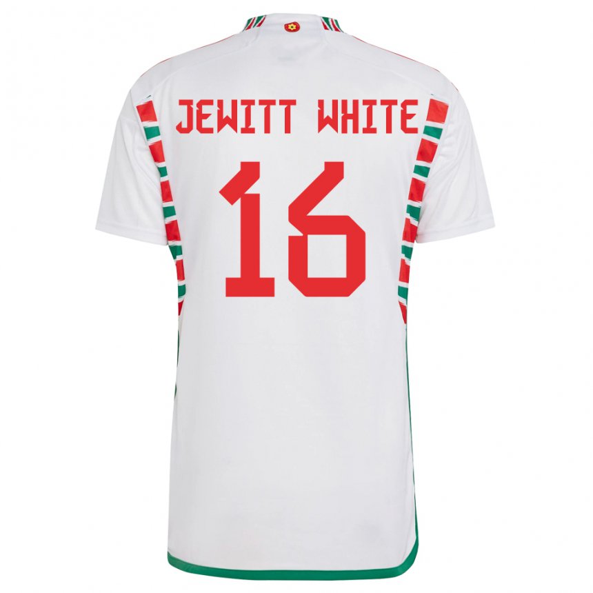 Børn Wales Harry Jewitt White #16 Hvid Udebane Spillertrøjer 22-24 Trøje T-shirt