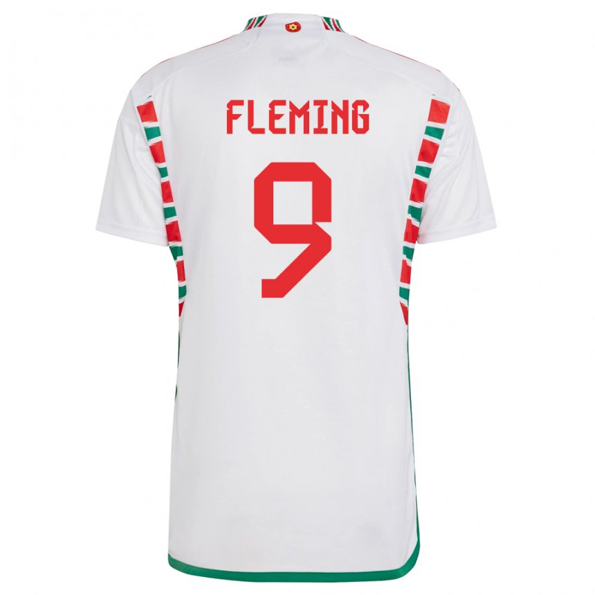 Børn Wales Cole Fleming #9 Hvid Udebane Spillertrøjer 22-24 Trøje T-shirt