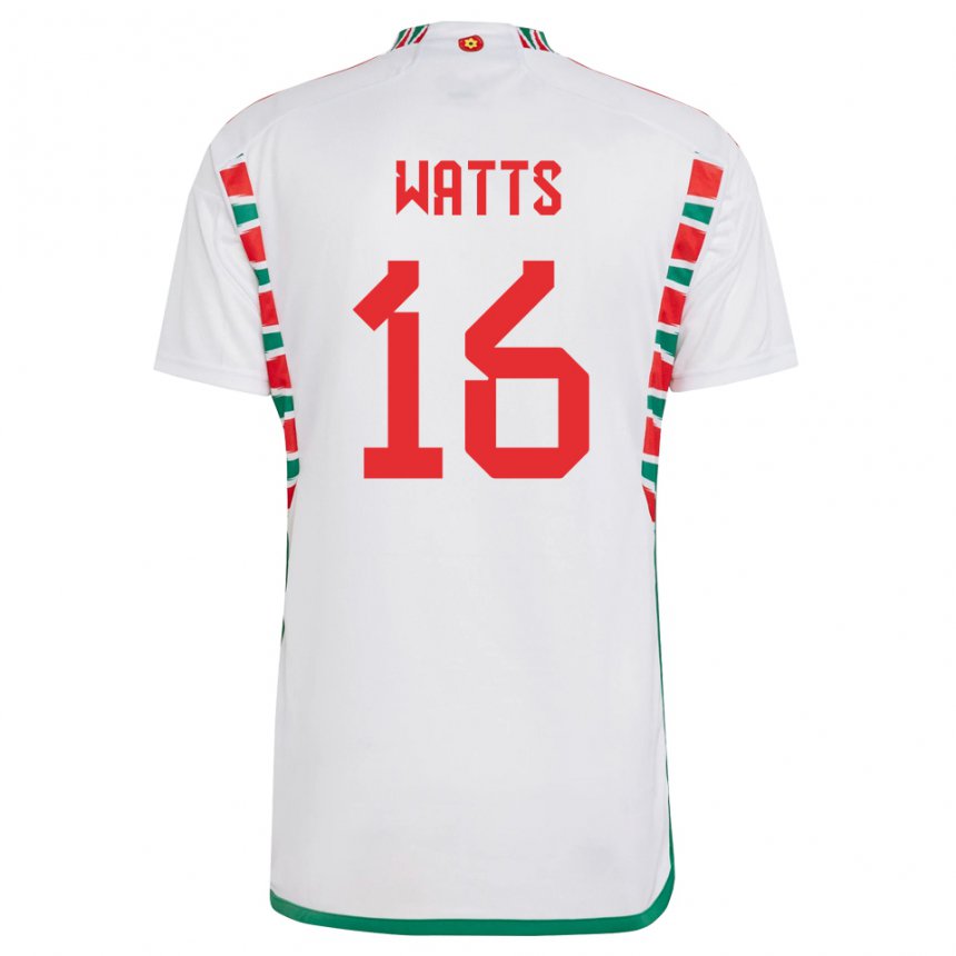 Børn Wales Daniel Watts #16 Hvid Udebane Spillertrøjer 22-24 Trøje T-shirt