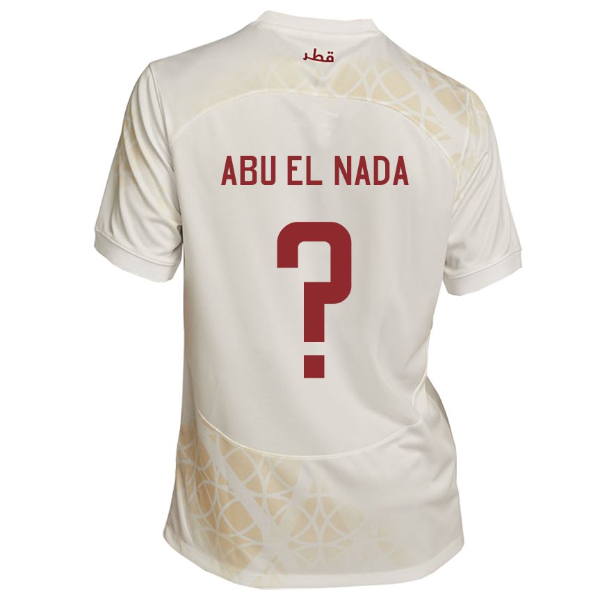 Børn Qatars Mahmoud Abu El Nada #0 Gold Beige Udebane Spillertrøjer 22-24 Trøje T-shirt