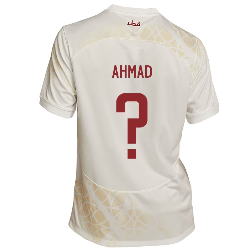 Børn Qatars Homam Ahmad #0 Gold Beige Udebane Spillertrøjer 22-24 Trøje T-shirt