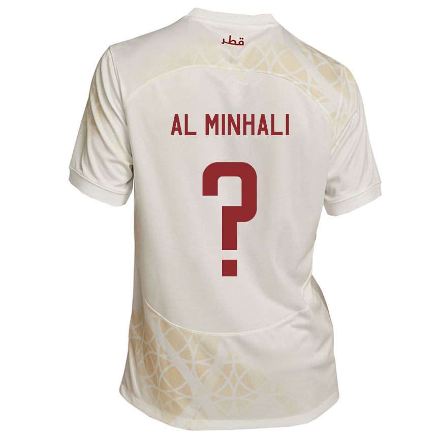 Børn Qatars Ahmad Al Minhali #0 Gold Beige Udebane Spillertrøjer 22-24 Trøje T-shirt