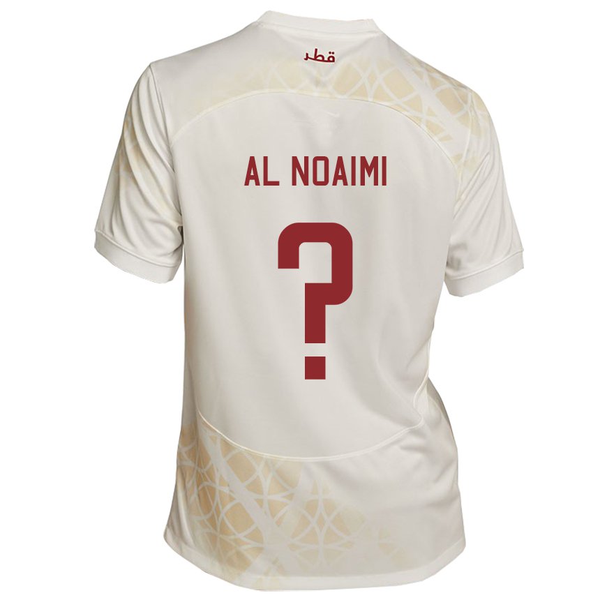 Børn Qatars Mohammad Al Noaimi #0 Gold Beige Udebane Spillertrøjer 22-24 Trøje T-shirt