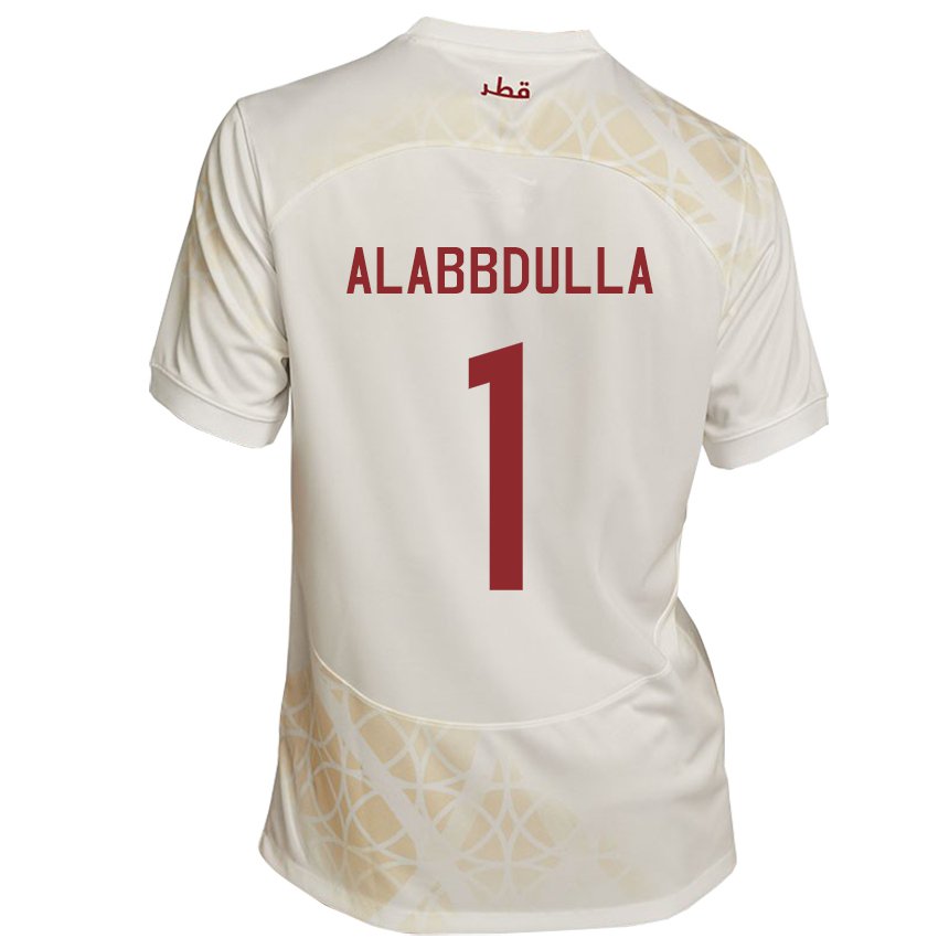 Børn Qatars Latifa Alabbdulla #1 Gold Beige Udebane Spillertrøjer 22-24 Trøje T-shirt