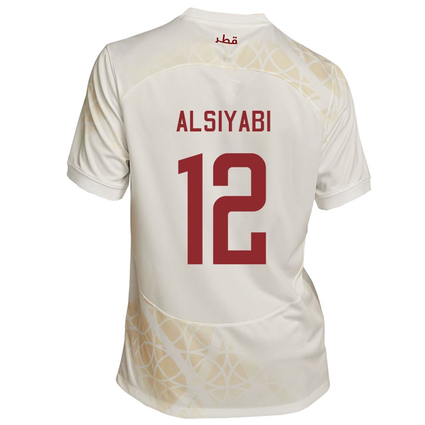 Børn Qatars Shaima Alsiyabi #12 Gold Beige Udebane Spillertrøjer 22-24 Trøje T-shirt