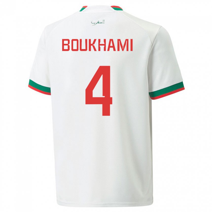 Børn Marokkos Siham Boukhami #4 Hvid Udebane Spillertrøjer 22-24 Trøje T-shirt