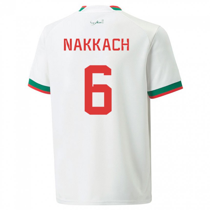 Børn Marokkos Elodie Nakkach #6 Hvid Udebane Spillertrøjer 22-24 Trøje T-shirt
