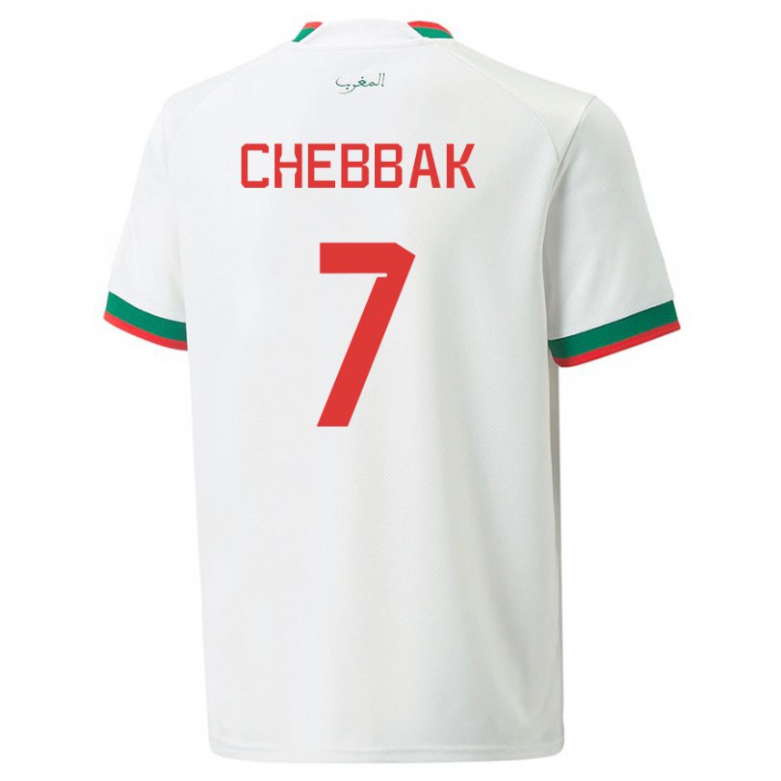 Børn Marokkos Ghizlane Chebbak #7 Hvid Udebane Spillertrøjer 22-24 Trøje T-shirt
