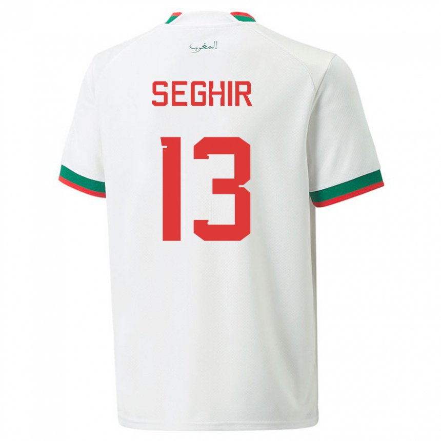 Børn Marokkos Sabah Seghir #13 Hvid Udebane Spillertrøjer 22-24 Trøje T-shirt