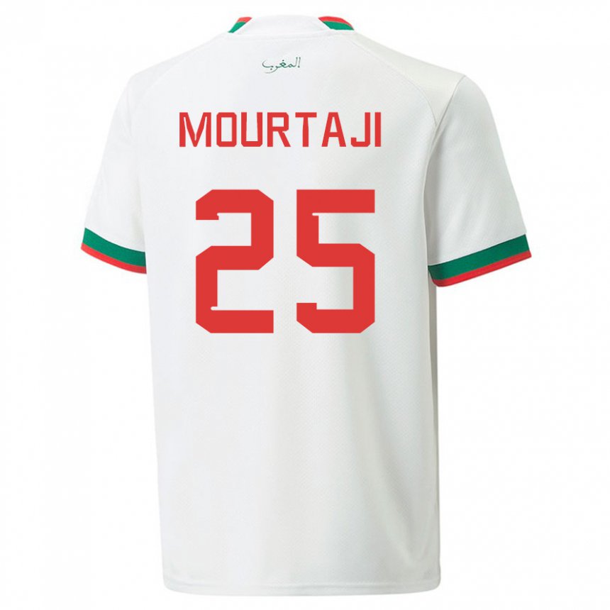 Børn Marokkos Chaymaa Mourtaji #25 Hvid Udebane Spillertrøjer 22-24 Trøje T-shirt