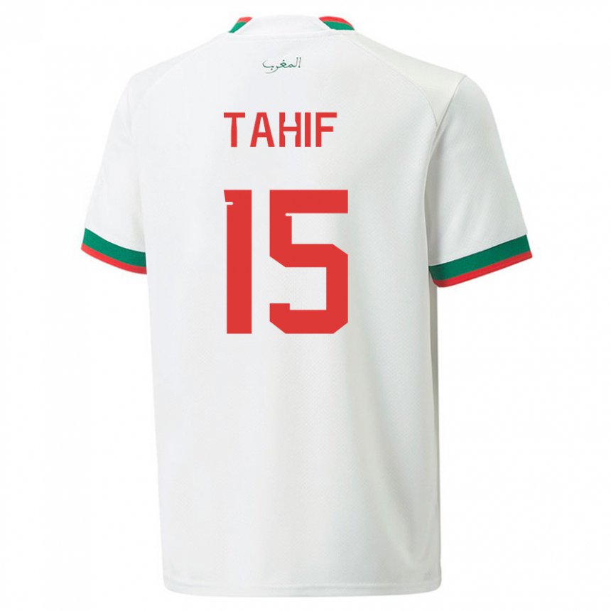 Børn Marokkos Adil Tahif #15 Hvid Udebane Spillertrøjer 22-24 Trøje T-shirt