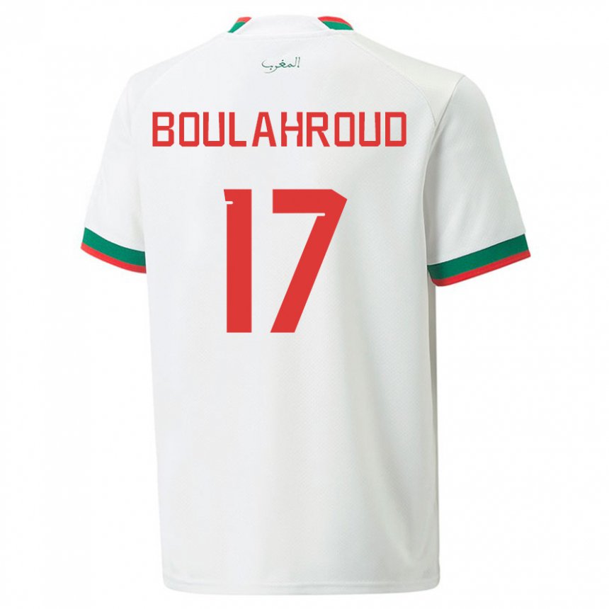 Børn Marokkos Charaf Eddine Boulahroud #17 Hvid Udebane Spillertrøjer 22-24 Trøje T-shirt