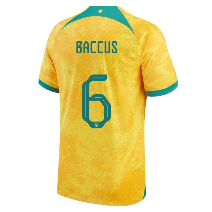 Mænd Australiens Keanu Baccus #6 Gylden Hjemmebane Spillertrøjer 22-24 Trøje T-shirt