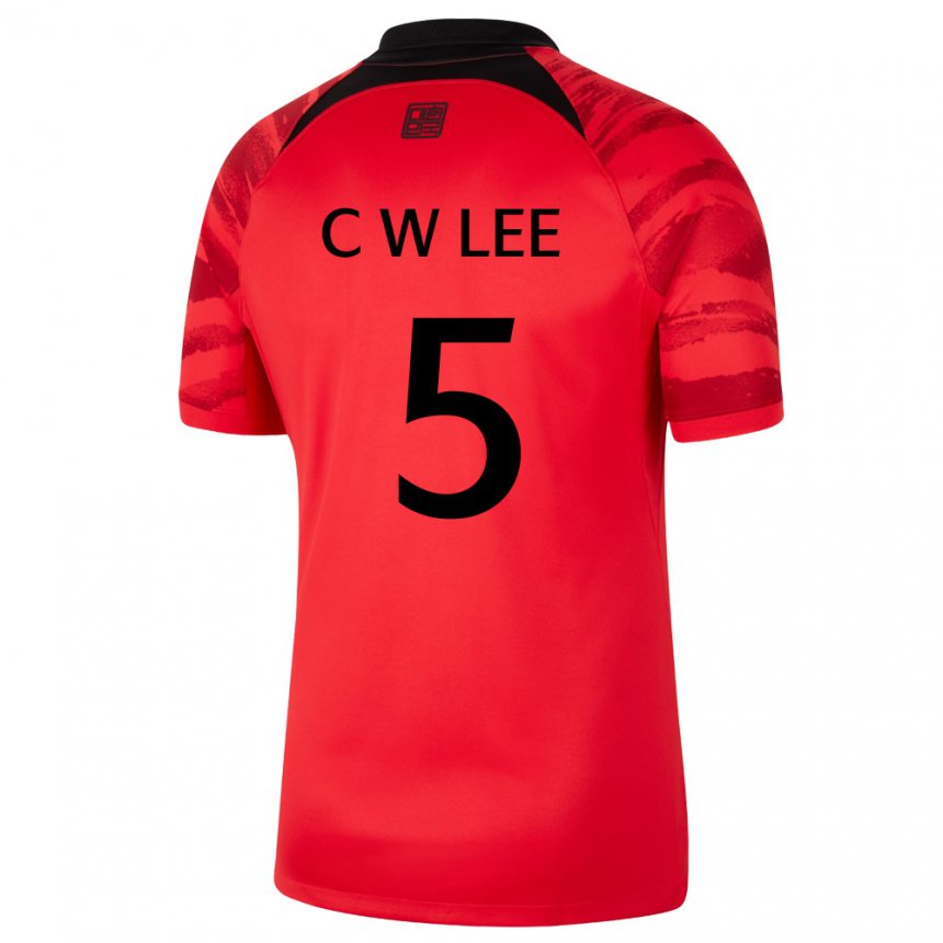Mænd Sydkoreas Lee Chan Wook #5 Rød Sort Hjemmebane Spillertrøjer 22-24 Trøje T-shirt