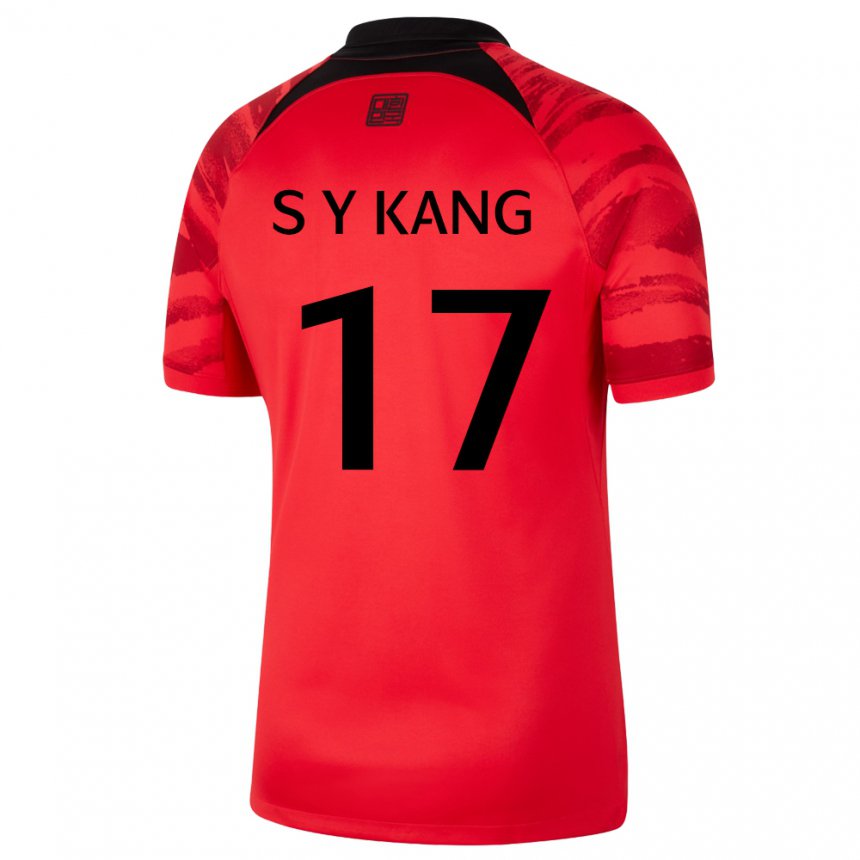 Mænd Sydkoreas Kang Sang Yun #17 Rød Sort Hjemmebane Spillertrøjer 22-24 Trøje T-shirt