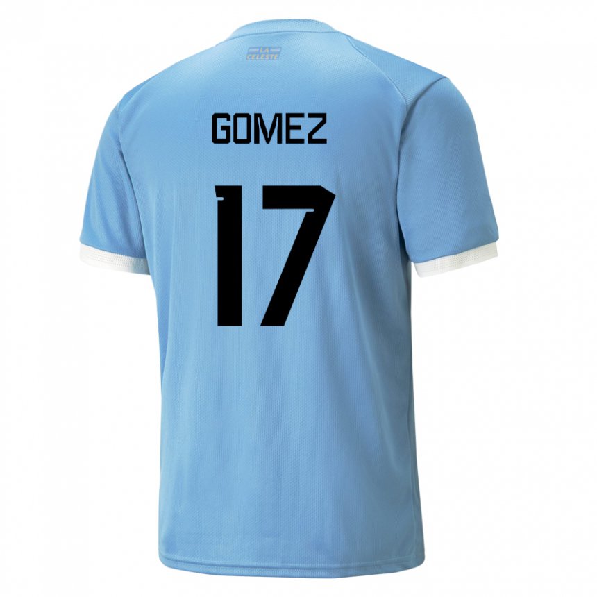 Mænd Uruguays Cecilia Gomez #17 Blå Hjemmebane Spillertrøjer 22-24 Trøje T-shirt