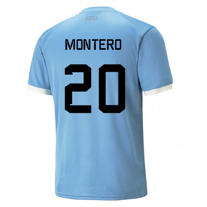 Mænd Uruguays Alfonso Montero #20 Blå Hjemmebane Spillertrøjer 22-24 Trøje T-shirt