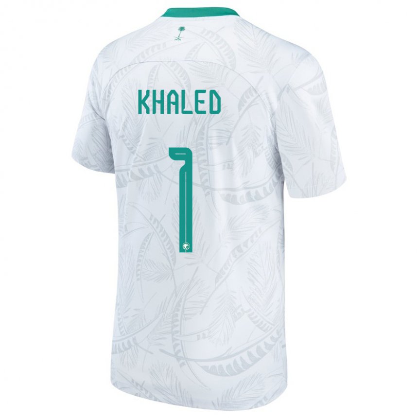 Mænd Saudi-arabiens Sarah Khaled #1 Hvid Hjemmebane Spillertrøjer 22-24 Trøje T-shirt