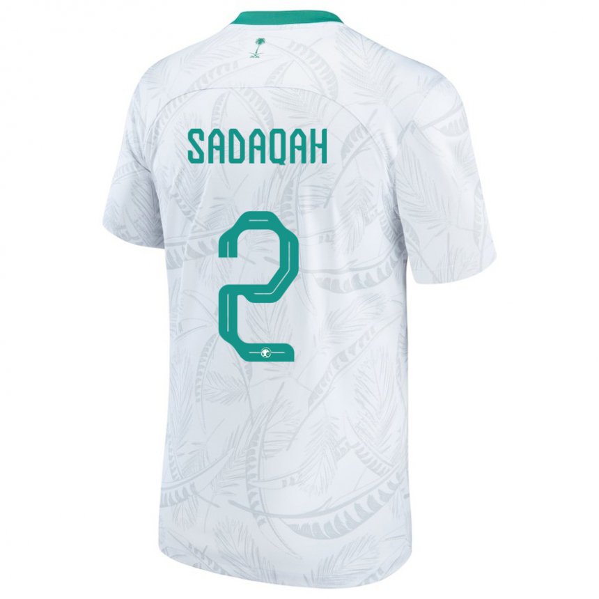 Mænd Saudi-arabiens Bayan Sadaqah #2 Hvid Hjemmebane Spillertrøjer 22-24 Trøje T-shirt