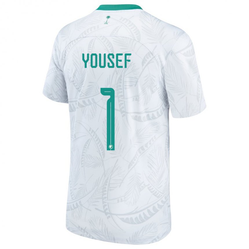 Mænd Saudi-arabiens Hamed Yousef #1 Hvid Hjemmebane Spillertrøjer 22-24 Trøje T-shirt
